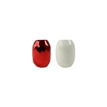 Plateau de 24 œufs métallisés 10mx7mm. Rouge/blanc