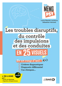 Mon mémo psy - Les troubles disruptifs, du contrôle des impulsions et des conduites en 25 visuels : Critères diagnostiques, diagnostic différentiel, cas cliniques en un coup d'oeil