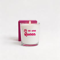 Bougie végétale parfumée La Chandelière - Tu es une queen - Cire végétale - 90 g - 7 x 7 x 8,5 cm