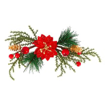 Décoration éclat avec poinsettia et paillettes Artyfêtes - 20 x 8 cm