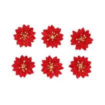Lot de 6 poinsettias adhésifs Artyfêtes - Velours