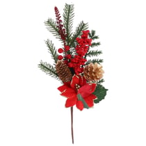 Branche éclat avec poinsettia Artyfêtes - 36 cm