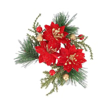 Rond de serviette Artyfêtes - Éclat - Vert, Rouge, Or et Paillettes Champagne