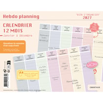 Planning semainier 2027 Oberthur - 12 mois - Bien s'organiser - 23 x 18 cm