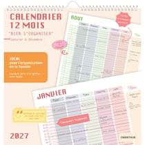 Calendrier mensuel 2027 Oberthur - 12 mois - Bien s'organiser - 30 x 30 cm