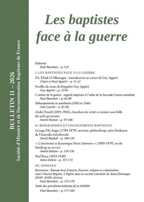 Les baptistes face à la guerre : Bulletin SHDBF 11 - 2026