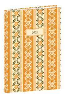 Agenda semainier 2027 Cultura - Jaune - 10 x 15 cm - Rayures jaunes