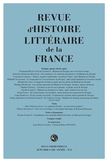 Revue d'histoire littéraire de la France n.126 : Sévigné, quatre siècles après (édition 2026)