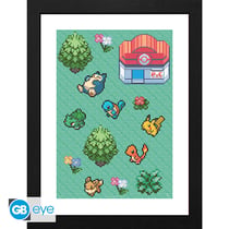 Tirage encadré GB Eye - Pokémon Pixel Art - 30 x 40 cm