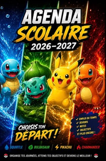 Agenda scolaire pokemon 2026-2027 - organiseur scolaire pokemon de septembre 2026 a juillet 2027 - 2
