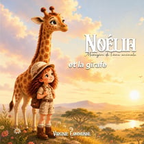 Noelia et la girafe - illustrations, couleur