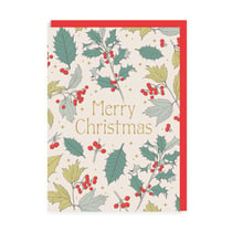 Carte de vœux Ohh Deer - Merry Christmas houx