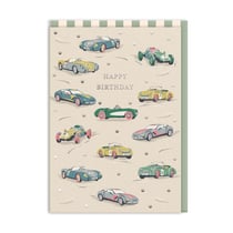 Carte de vœux Ohh Deer - Happy birthday voitures de course