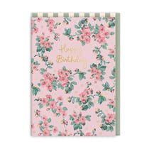Carte de vœux Ohh Deer - Happy birthday fleurs roses
