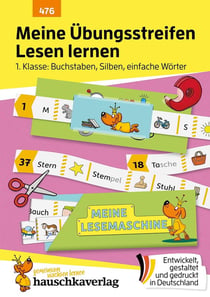 Meine Übungsstreifen Lesen lernen - 1. Klasse: Buchstaben, Silben, einfache Worter : Übungsheft Deutsch 1. Klasse, Leseaufgaben & Losungen zum Ausschneiden