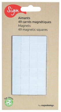 Carte de 49 aimants adhésifs carrés blanc