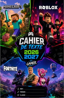 Cahier de Texte 2026-2027 Gamer - Organisateur Scolaire pour Devoirs, Leçons et Contrôles : Primaire et Collège  Thème Minecraft, Roblox et Fortnite