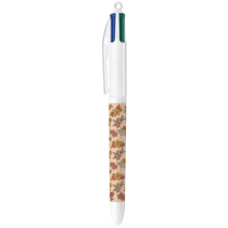 Stylo bille 4 couleurs BIC - fleurs beige
