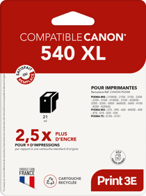 1 Cartouche d'encre Print3E - compatible Canon PG-540 XL - Noir