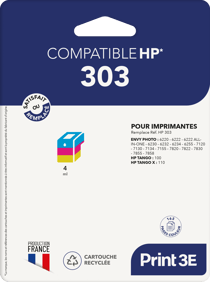 1 Cartouche d'encre Print3E - compatible HP 303 - Couleur