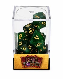 7 dés de jeu de rôle Epic Forge - Nacrés vert et or