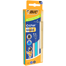 Lot de 4 stylos bille BIC - Cristal Glacé - Pointe moyenne