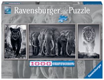 Ravensburger Puzzle 1000 pièces - Panthère, éléphant, lion (Triptyque)