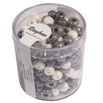 Perles verre grand trou - 6mm - blanc, lilas