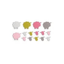 Lot de 20 matrices de découpe - Moutons rose/vert/gris