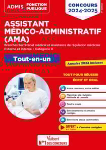 Concours Assistant médico-administratif - Catégorie B - Tout-en-un - AMA - Branches Secrétariat médical et Assistance de régulation médicale - Concours externe et interne 2024/2025
