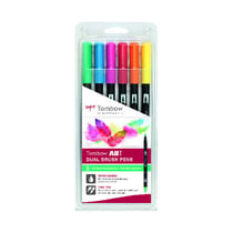 Lot de 6 feutres pinceau ABT à double pointe - Tombow - 6P-3 - Couleurs primaires testées dermatolologiquement