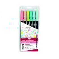 Lot de 6 feutres pinceau ABT à double pointe - Tombow - 6C-4 - Couleurs candy