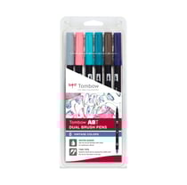 Lot de 6 feutres pinceau ABT à double pointe - Tombow - 6C-5 - Couleurs vintage