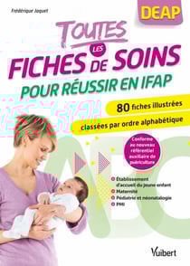 Toutes les fiches de soins pour réussir en IFAP - 80 fiches illustrées classées par ordre alphabétique et par secteur : maternité, pédiatrie et néonatalogie, établissement d'accueil du jeune enfant, PMI