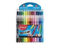 Pochette de 12 feutres et 15 crayons de couleur - Color'Peps - Pointe moyenne - Maped