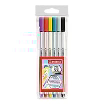 Lot de 6 feutres pinceau - STABILO - Couleurs assorties - Pen 68 brush