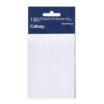 Lot de 180 étiquettes blanches autocollantes 12 x 19 mm - Cultura