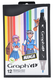 Lot de 12 marqueurs alcool Graph'it - Manga