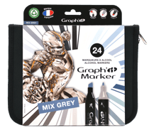 Lot de 24 marqueurs alcool Graph'it - Greys