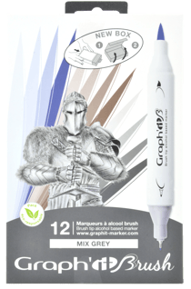 Set 12 marqueurs à double pointe - Graph'it brush Mix greys