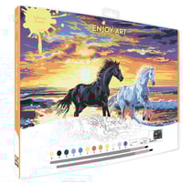 Peinture au numéro Oz International - Chevaux au crépuscule - 30x40 cm