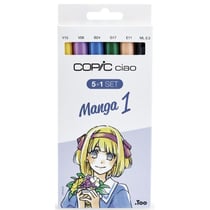 Lot de 5 marqueurs alcool & 1 Fineliner Copic Ciao - Manga n°1