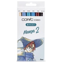 Lot de 5 feutres marqueurs alcool + 1 fineliner - Copic - Couleurs assorties Manga n°2 - Ciao