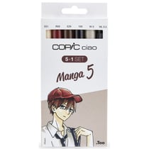 Lot de 5 marqueurs alcool & 1 Fineliner Copic Ciao - Manga n°5