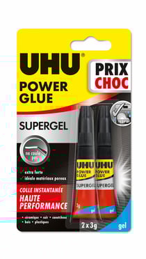 Lot de 2 tubes de colle gel extra-forte - Power Glue - UHU - 2 x 3 g