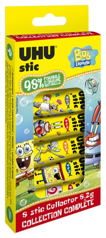 Lot de 8 colles UHU - Bâtons - Bob l'éponge - 8 g