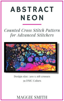 Abstract Neon Counted Cross Stitch Pattern for Advanced Stitchers - Abstract Cross Stitch