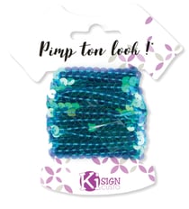 Ruban de sequins bleu océan - 6 m