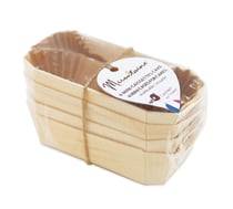 Lot de 4 mini moules à cake 12 cm en bois + 2 caissettes cuisson Mirontaine®