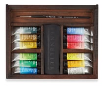 Coffret en bois de 12 tubes 10 ml de peinture Sennelier La Petite Aquarelle - Couleurs assorties